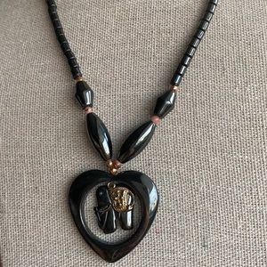 Vintage hematite elephant necklace